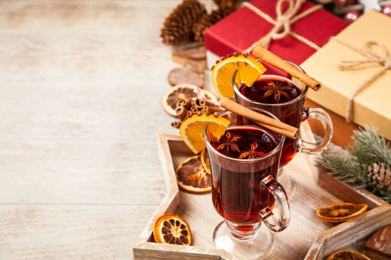 two cups of mulled wine